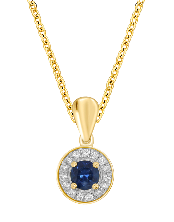 Blue Sapphire Pendant - 10ct Yellow Gold Blue Sapphire & Diamond Pendant - 786692