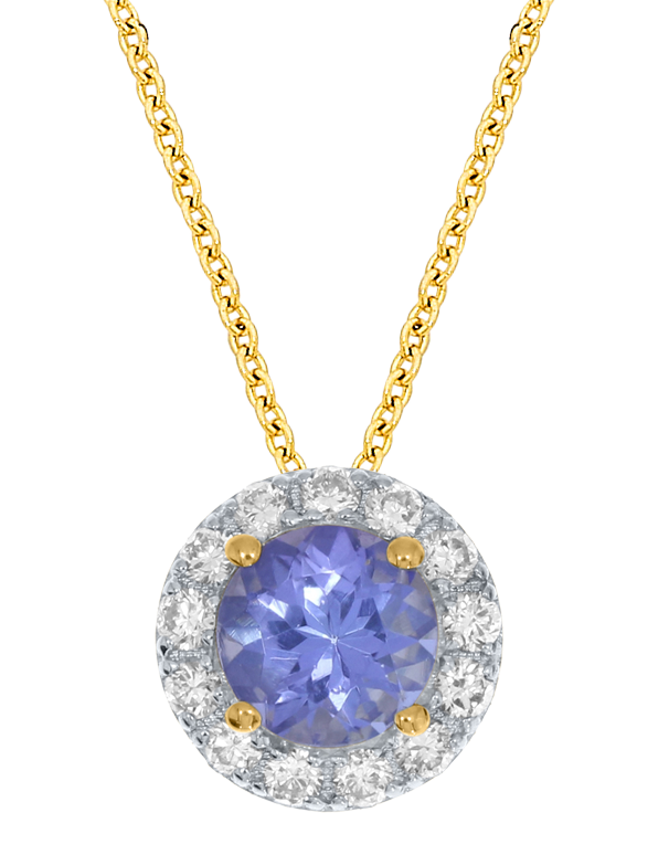 Tanzanite Pendant - 10ct Yellow Gold Tanzanite and Diamond Pendant - 786700
