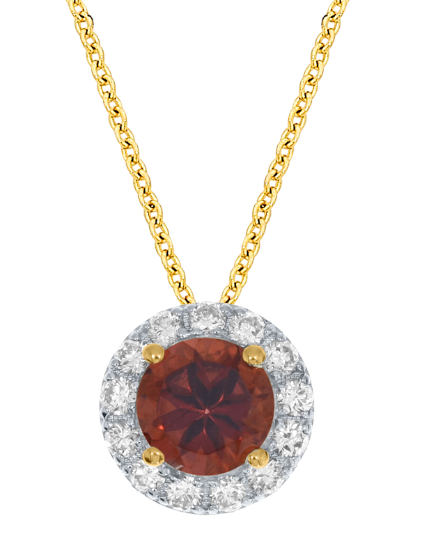 Garnet Pendant - 10ct Yellow Gold Garnet & Diamond Pendant - 786702