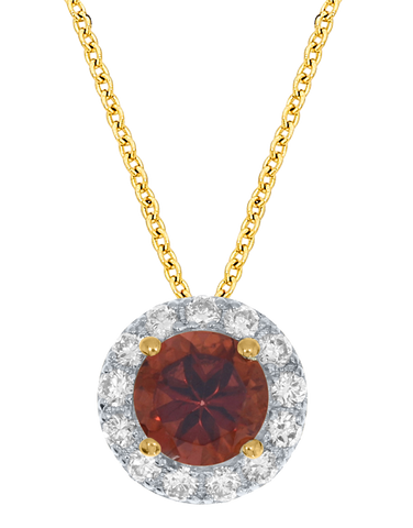 Garnet Pendant - 10ct Yellow Gold Garnet & Diamond Pendant - 786702