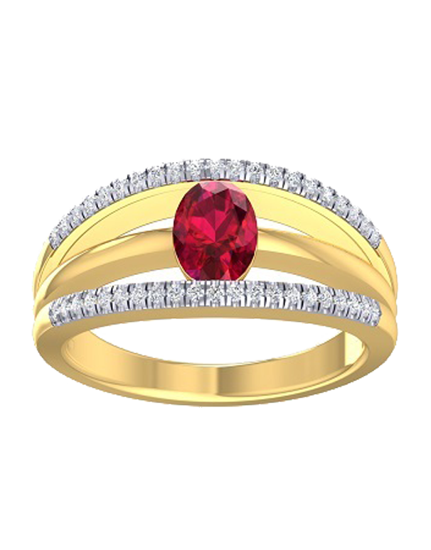 Ruby Ring - 10ct Yellow Gold Ruby and Diamond Ring - 786712
