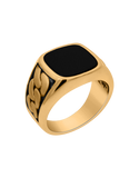 Men's Ring - 10ct Yellow Gold Men's Black Rhodium & Black Onyx Ring - 786763