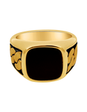 Men's Ring - 10ct Yellow Gold Men's Black Rhodium & Black Onyx Ring - 786763