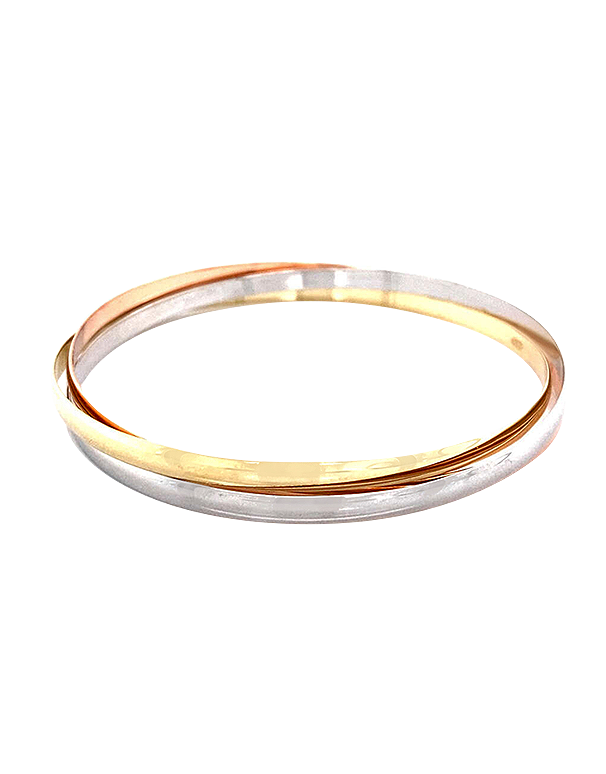 Gold Bangle - 10ct Three-Tone Solid Gold Russian Bangle - 786766