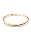 Gold Bangle - 10ct Three-Tone Solid Gold Russian Bangle - 786766