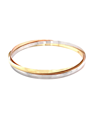 Gold Bangle - 10ct Three-Tone Solid Gold Russian Bangle - 786766