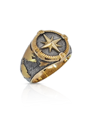 Men's Ring - 10ct Yellow Gold Black Rhodium Compass Ring - 786767