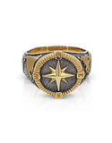 Men's Ring - 10ct Yellow Gold Black Rhodium Compass Ring - 786767