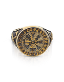 Men's Ring - 10ct Yellow Gold Black Rhodium Viking Ring - 786768