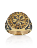 Men's Ring - 10ct Yellow Gold Black Rhodium Viking Ring - 786768