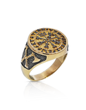 Men's Ring - 10ct Yellow Gold Black Rhodium Viking Ring - 786768