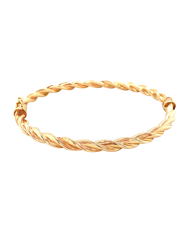Gold Bangle - 10ct Yellow Gold Twist Hinged Bangle - 786782