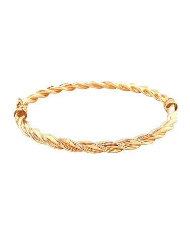 Gold Bangle - 10ct Yellow Gold Twist Hinged Bangle - 786782