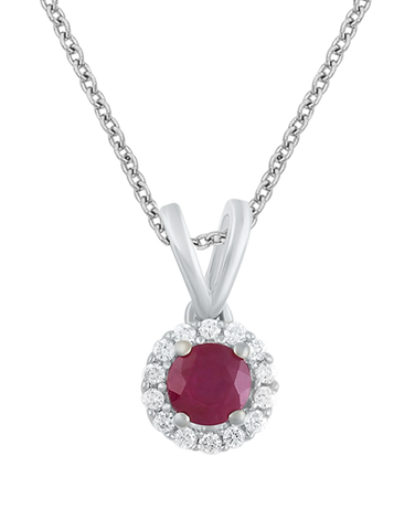Ruby Pendant - 10ct White Gold Ruby & Diamond Pendant - 786858