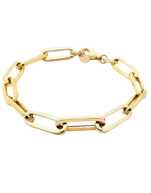 Gold Bracelet  - 10ct Yellow Gold 18cm Paper Clip Bracelet - 786881