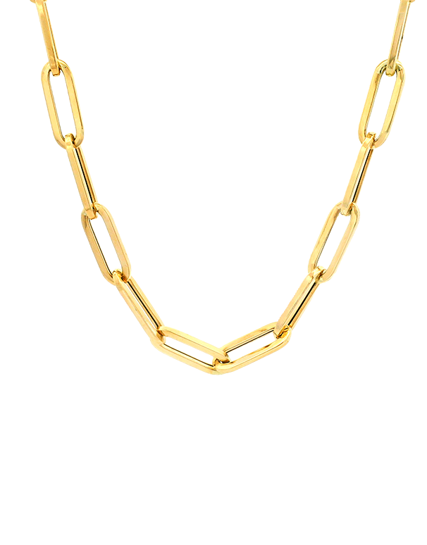 Gold Chain- 10ct Yellow Gold 50cm Paper Clip Chain-786882