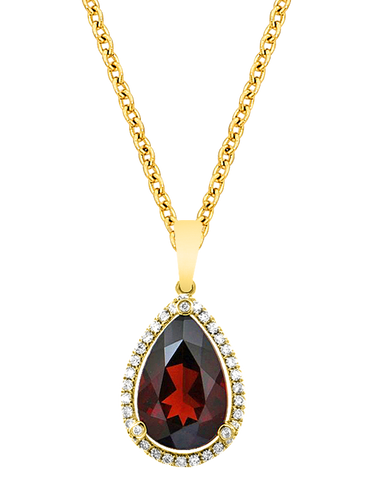 Garnet Pendant - 14ct White and Yellow Gold Garnet and Diamond Pendant - 786902