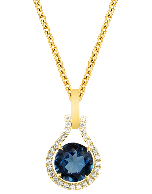 London Blue Topaz Pendant - 14ct White Gold London Blue Topaz and Diamond Pendant - 786909