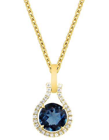 London Blue Topaz Pendant - 14ct White Gold London Blue Topaz and Diamond Pendant - 786909