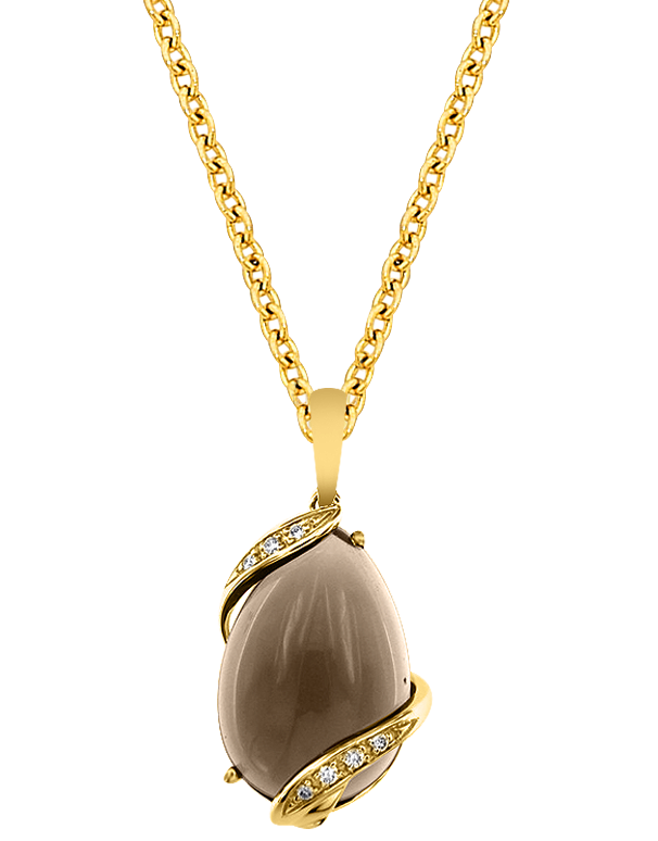 Smoky Quartz Pendant - 14ct Yellow Gold Smoky Quartz and Diamond Pendant - 786946
