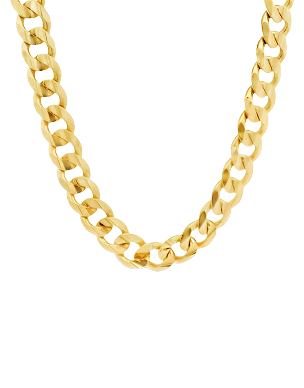 Men's Chain- 10ct Yellow Gold Concave Curb 55cm Chain- 787037