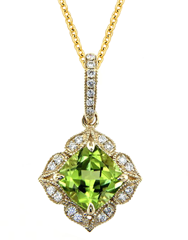 Peridot Pendant 14ct Yellow Gold Peridot and Diamond Pendant 787078