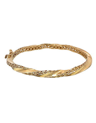 Gold Bangle - 10ct Yellow Gold Twist Hinged Bangle - 787098