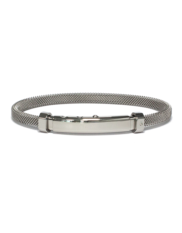 S-STEEL Bracelet - Stainless Steel Men's Diamond Set Mesh Style Bracelet - 787559
