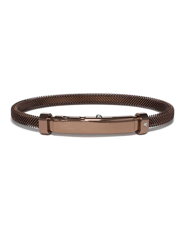 S-STEEL Bracelet - Stainless Steel Diamond Set Coffee Tone Mesh Style Bracelet - 787560