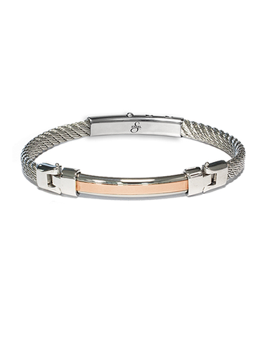 S-STEEL Bracelet - Stainless Steel Men's Mesh Style Bracelet with 18ct Rose Gold Name Plate - 787565