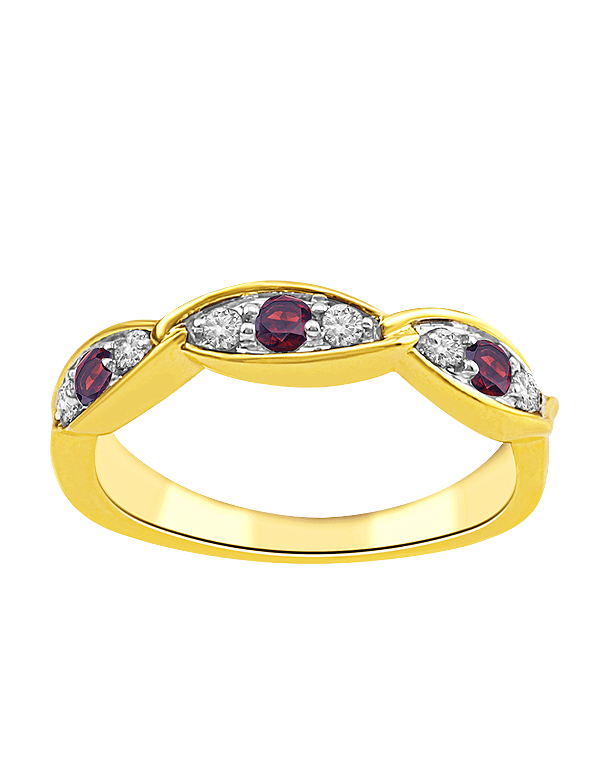 Garnet Ring - 10ct Yellow Gold Garnet & Diamond Ring - 787983
