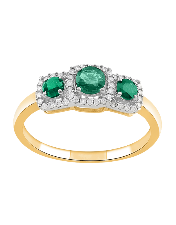 Emerald Ring - 10ct Yellow Gold Emerald & Diamond Ring - 787986
