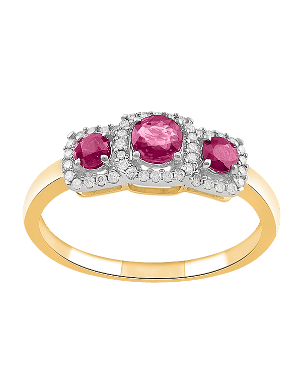 Ruby Ring - 10ct Yellow Gold Ruby & Diamond Ring - 787989