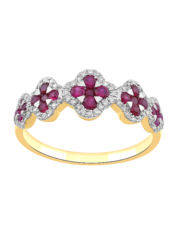Ruby Ring - 10ct Yellow Gold Ruby & Diamond Ring - 787992