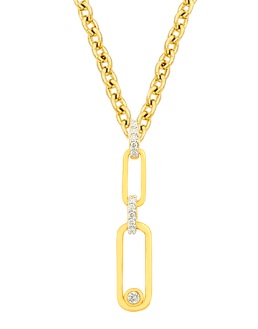 Diamond Pendant - 10ct Yellow Gold Diamond Set Paper Clip Style Pendant - 788014