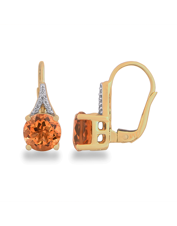 Citrine Earrings - 10ct Yellow Gold Citrine & Diamond Set Earrings - 788034