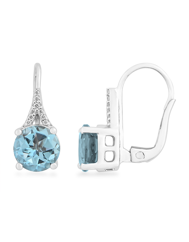 Blue Topaz Earrings - 10ct White Gold Blue Topaz & Diamond Earrings - 788036