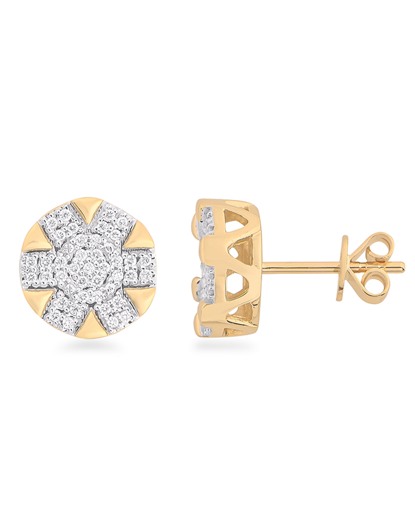 Diamond Earrings - 10ct Yellow Gold Diamond Set Stud Earrings - 788040