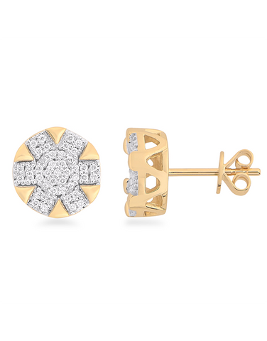 Diamond Earrings - 10ct Yellow Gold Diamond Set Stud Earrings - 788040