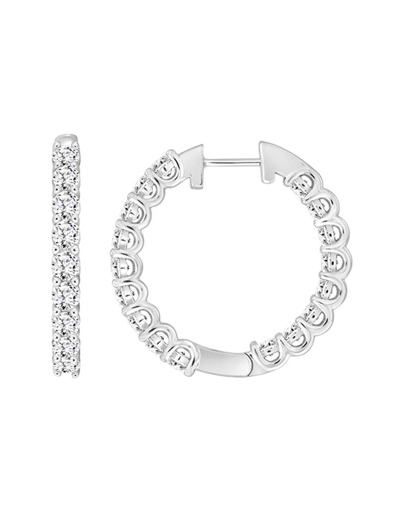 Diamond Earrings - 3.00ct Lab Grown Diamond Inside Out Hoops set in 10ct White Gold - 788191
