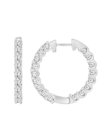 Diamond Earrings - 3.00ct Lab Grown Diamond Inside Out Hoops set in 10ct White Gold - 788191