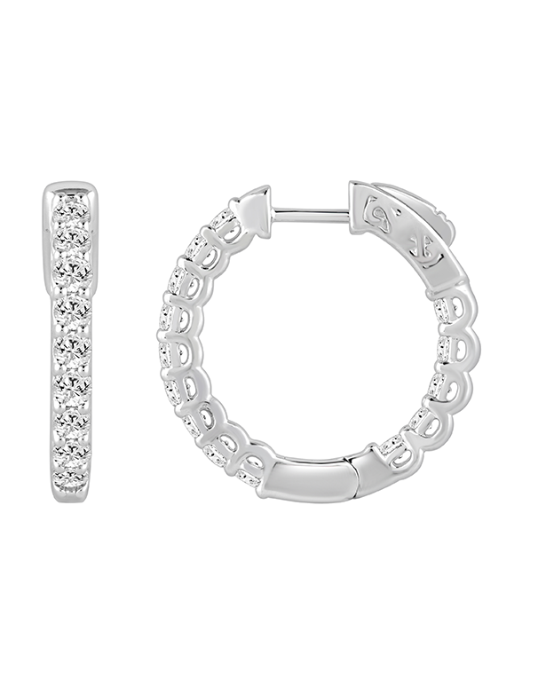 Diamond Earrings - 1.50ct Lab Grown Diamond Inside Out Hoops set in 10ct White Gold - 788197