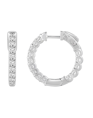 Diamond Earrings - 1.50ct Lab Grown Diamond Inside Out Hoops set in 10ct White Gold - 788197