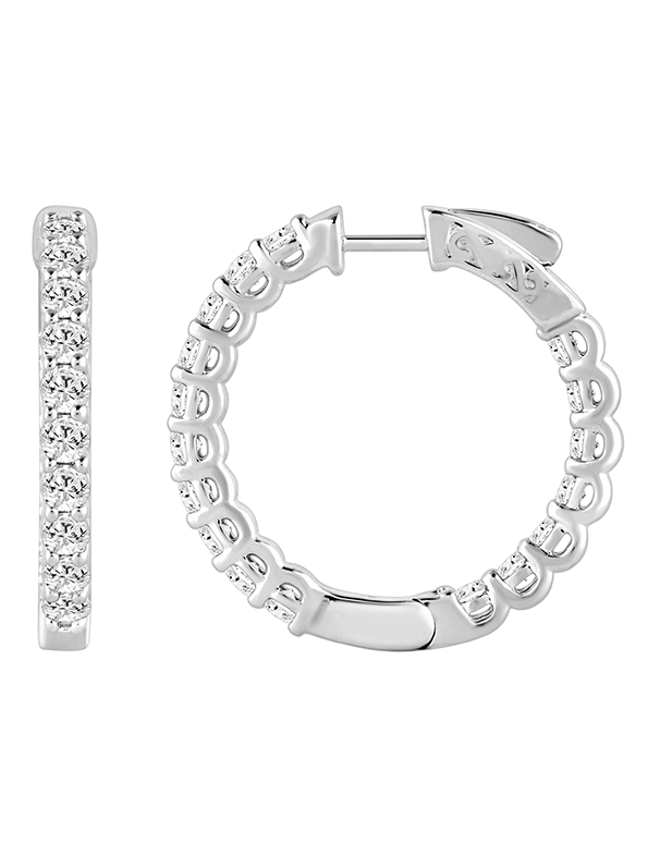 Diamond Earrings - 2.00ct Lab Grown Diamond Inside Out Hoops set in 10ct White Gold - 788198