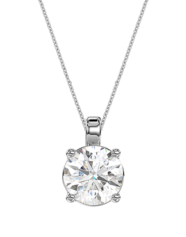 Diamond Pendant - 1.00ct Round Solitaire Lab Grown Diamond Pendant in 14ct White Gold - 788216