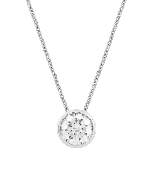 Diamond Pendant - 0.50ct Bezel Set Lab Grown Diamond Slider Pendant in 14ct White Gold - 788503