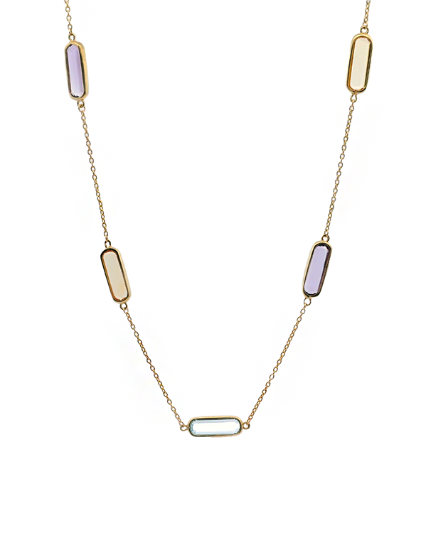 10ct Yellow Gold Blue Topaz, Amethyst and Citrine Necklet - 788593