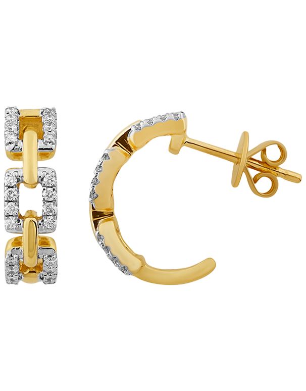 10ct Yellow Gold Diamond Set Stud Earrings-789198