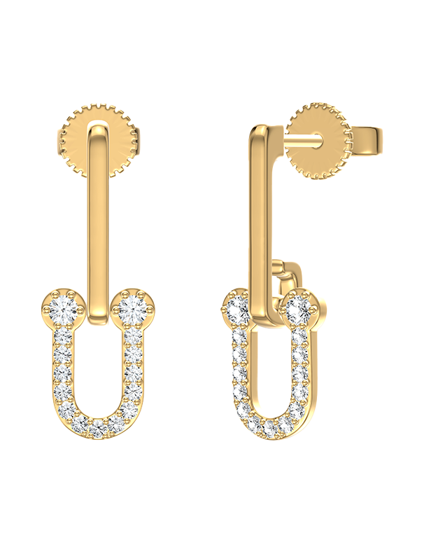 Diamond Earrings  - 10ct Yellow Gold Diamond Drop Earrings - 789330