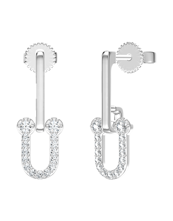 Diamond Earrings  - 10ct White Gold Diamond Drop Earrings - 789331